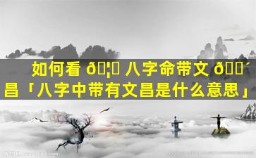 如何看 🦋 八字命带文 🌴 昌「八字中带有文昌是什么意思」